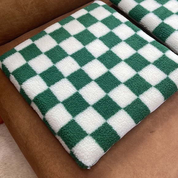 Checkerboard lambs wool seat cushions chair cushion approx 15 x 15 (7 available) - Picture 2 of 5